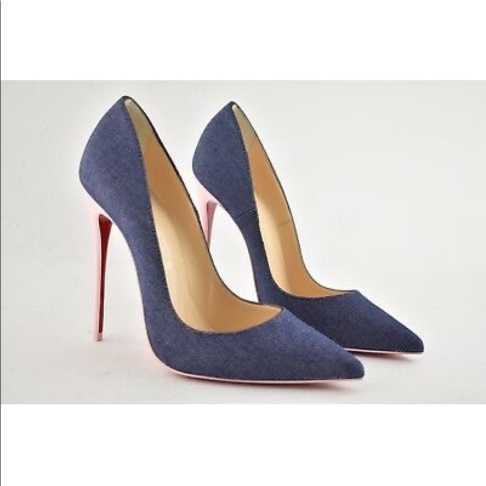 Christian Louboutin So Kate 120 Blue Denim Pink